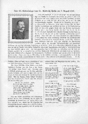 Zum 60. Geburtstag von D. Friedrich Holtze am 7. August 1915