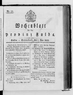 Nr. 22, Ausgabe vom 1. Juni 1822
