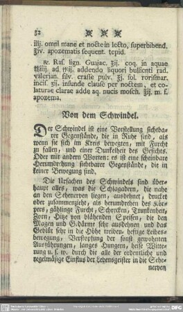 Von dem Schwindel