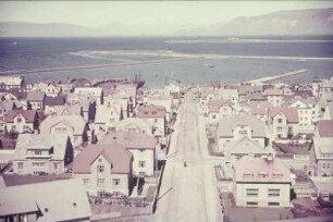 Reisefotos Island. Reykjavik. Blick über die Stadt zum Hafen