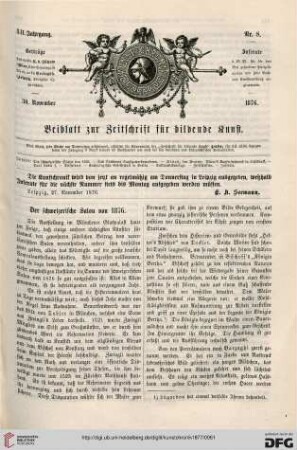 Heft 8 (30. November 1876)