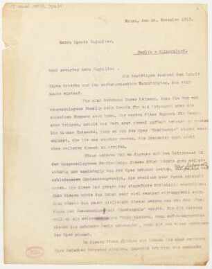 Brief an Ignaz Waghalter : 25.11.1919
