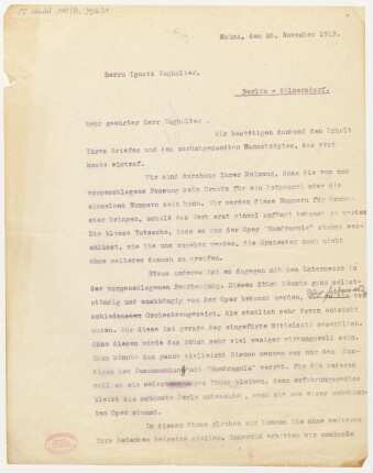 Brief an Ignaz Waghalter : 25.11.1919
