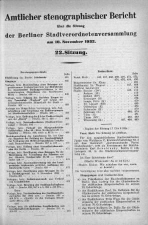 Sitzung 22, 10. November 1932