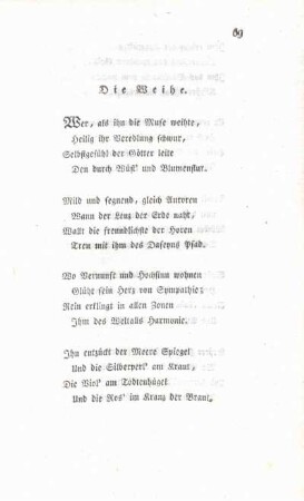 Die Weihe.