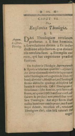 Caput VI. De Existentia Theologiae.