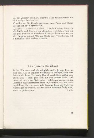 Des Spaniers Höflichkeit