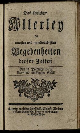 Den 26. Decembr. 1752. Zwey und funffzigstes Stück.