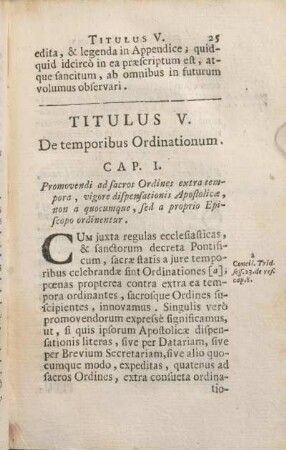 Titulus V. De temporibus Ordinationum.