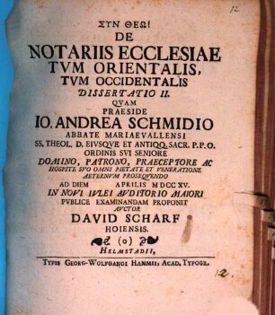 De notariis ecclesiae tum orientalis tum occidentalis diss., 2