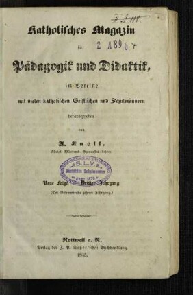 10: Katholisches Magazin für Pädagogik und Didaktik - 10.1845