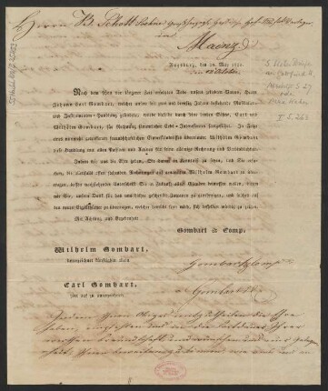 Brief an B. Schott's Söhne : 20.05.1825