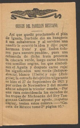 Origen del pabellón mexicano.