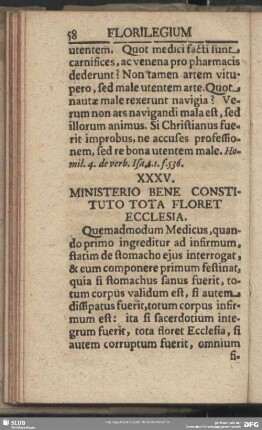 XXXV. Ministerio Bene Constituto Tota Floret Ecclesia