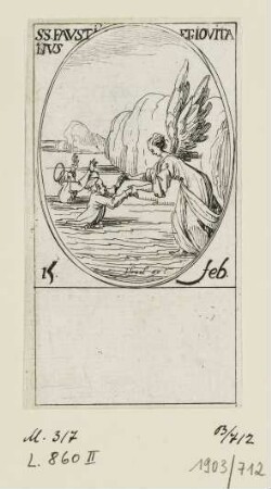 Feburar - Heiliger Faustinus und Heiliger Jovita, Blatt 14 der Folge "Les images de tous les saincts et saintes de l'année"