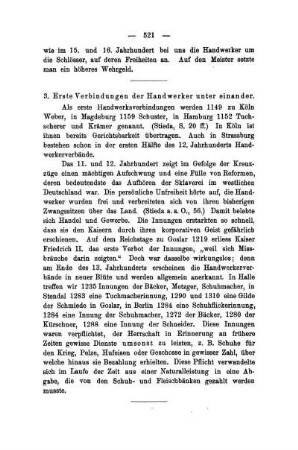 3. Erste Verbindungen der Handwerker unter einander