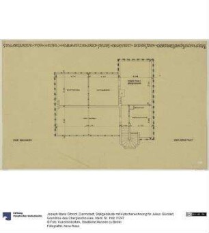 Darmstadt, Stallgebäude mit Kutscherwohnung für Julius Glückert, Grundriss des Obergeschosses