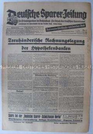 Finanzpolitische Fachzeitung "Deutsche Sparer-Zeitung"