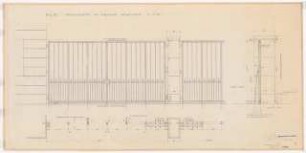Reichsluftfahrtministerium, Berlin: Ehrenhof, Abschlussgitter zur Wilhelmstraße: Ansicht, Grundriss 1:20