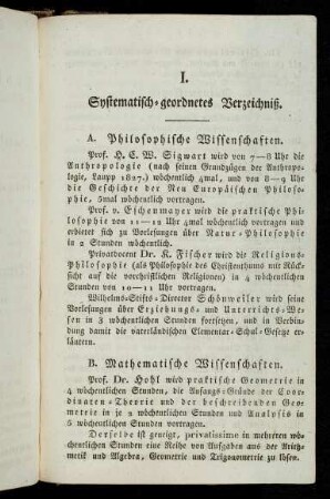 3-12, I. Systematisch-geordnetes Verzeichniß