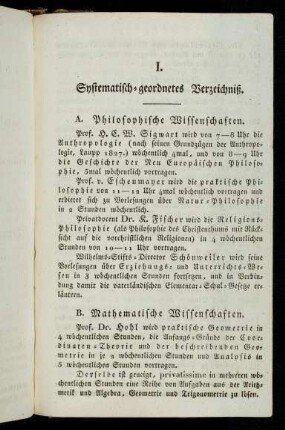 3-12, I. Systematisch-geordnetes Verzeichniß