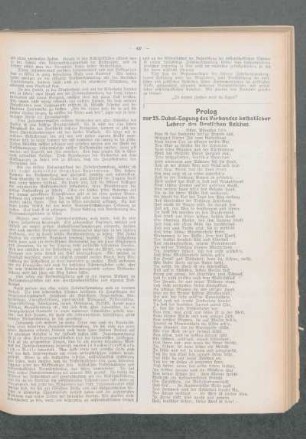 Prolog zur 25. Jubel-Tagung des Verbandes katholischer Lehrer des Deutschen Reiches