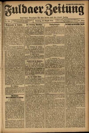 Erste Ausgabe vom Sonntag, den 10. August 1924.