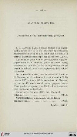 Séance du 15 Juin 1888