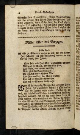 16-19, Mittel wider das Verzagen