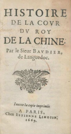 Histoire De La Covr Dv Roy De La Chine