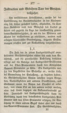 Instruction und Gebühren-Taxe der Gerichtsvollzieher