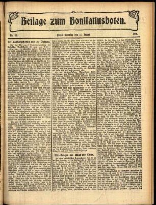 Zweite Ausgabe vom Sonntag, den 13. August 1911.