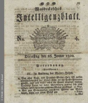 No. 4, Dienstag den 26. Januar 1802