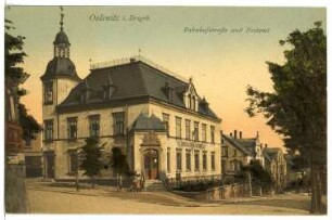 Oelsnitz. Bahnhofstraße und Postamt