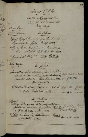 Von Hhn v. Haller aus Bern übersandte Continuationen und Neuen Bücher.