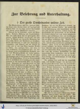 Zur Belehrung und Unterhaltung.