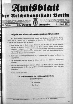28. Sonderausgabe, 21. April 1941