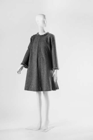 "Baby-Doll" Kleid aus graphitfarbenem Shetland-Vigoureux