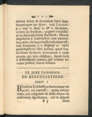 Ex Iure Canonico. De Renunciatione. Posit. I.