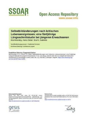 Selbstbildänderungen nach kritischen Lebensereignissen: eine fünfjährige Längsschnittstudie bei jüngeren Erwachsenen