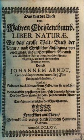 Vier Bücher vom Wahren Christenthumb, 4