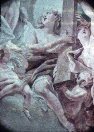 Die Heilige Dreifaltigkeit umgeben von Engeln und Heiligen