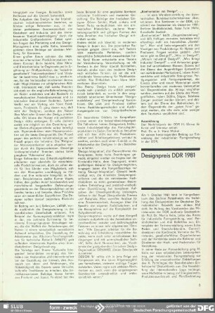 Designpreis DDR 1981 : Designpreis DDR 1981