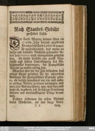 Nach Standes-Gebühr geehrter Leser.