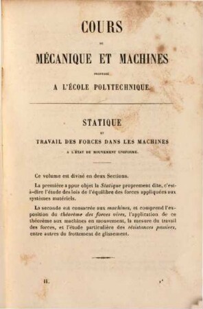 Cours de mécanique et machines, 2