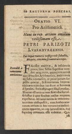 Oratio VI. Pro Arithmetica.