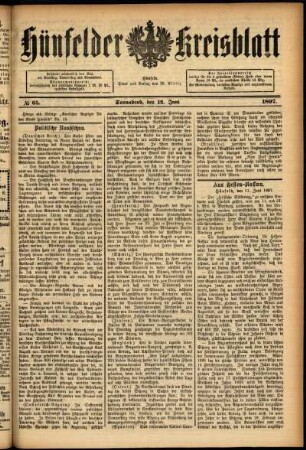 Ausgabe vom Samstag, den 12. Juni 1897.