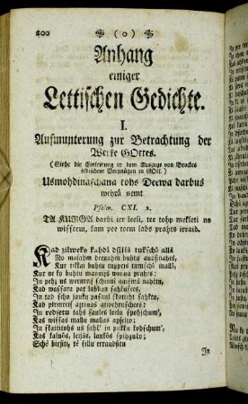 Anhang einiger Lettischen Gedichte