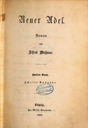 Neuer Adel : Roman von Alfred Meissner. 2