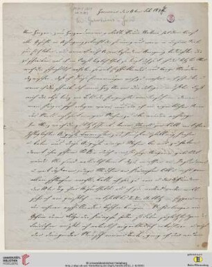 Nachlass Georg Gottfried Gervinus. Korrespondenz Carl und Sophie Oesterley/Georg Gottfried und Viktoria Gervinus: Brief von Sophie Oesterley an Viktoria Gervinus